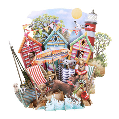 At The Beach! - Top of the World Pop Up Greetings Card TW063