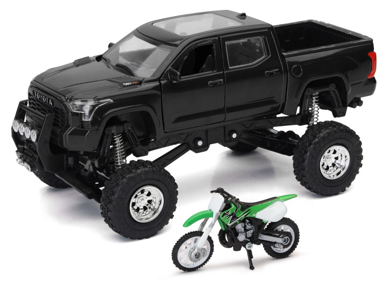 New Ray Toys Toyota Tundra Pro Lifted Truck Black with Kawasaki