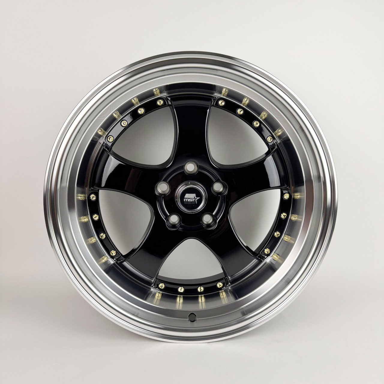 MST Wheels MT07 5x114.3 18x9.5 +20 Black W/machined Lip Gold