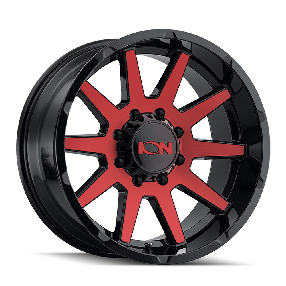 Ion Type 143 8x180 20x9+18 Gloss Black/Red Machined - Threepieceus