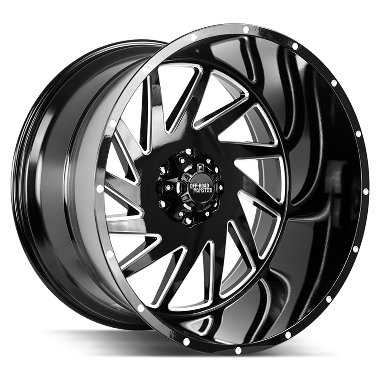 Off Road Monster M12 5x127 24x14-76 Gloss Black Milled - Threepieceus