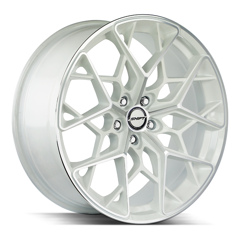 Shift Piston 5x114.3 18x8.5 +35 White Machined - Threepieceus
