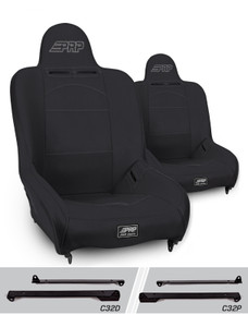 PRP Premier High Back Suspension Seats Kit for Jeep Wrangler CJ7/YJ (Pair) - Black - A100110-C32-50 Photo - Primary