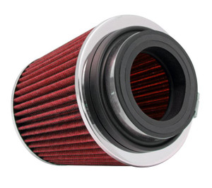 K&N Universal Air Filter Chrome Round Tapered Red - 4in ID x 1.125in L x 5.5in H (Multi Lingual) - RG-1001RD-L Photo - Primary