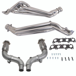 BBK 15-23 Ford Mustang GT 1-3/4 Long Tube Headers w/High Flow Catted Mid Pipe (Silver Ceramic) - 16336 Photo - Primary