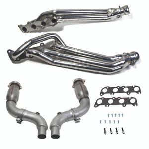 BBK 15-23 Ford Mustang GT 5.0 1-7/8in Headers w/High Flow Catted Mid Pipe (Silver Ceramic) - 18564 Photo - Primary