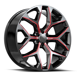 O.E. Revolution G-09 6x139.7 24x10 +24 Gloss Black & Red Milled