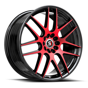 Spec-1 SP-65 5x100/5x114.3 18x9 +38 Gloss Black & Red Machined