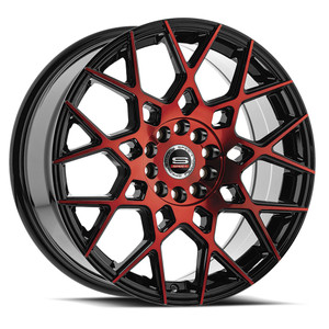 Spec-1 SP-52 5x108/5x114.3 17x7.5 +42 Gloss Black & Red Machined