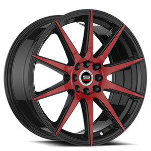 Spec-1 SP-51 5x112/5x114.3 18x8 +38 Gloss Black & Red Machined