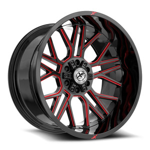 XF Off-Road XF-235 5x127/5x139.7 17x9 +0 Gloss Black & Red Milled