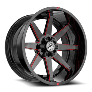 XF Off-Road XF-236 5x127/5x139.7 20x9 +0 Gloss Black & Red Milled