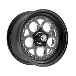 Center Line Rev 2.0 5X120.65 15x8 +0 Satin Black Center with Satin Black Step Lip and Milled Windows