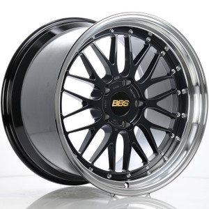 BBS LM 5x120 19x9.5 +22 Black w/ Blue Metallic Flake / Diamond Cut Lip