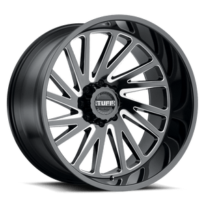 Tuff T2A 8x170 20x12 -45 GLOSS BLACK W/ MILLED SPOKES