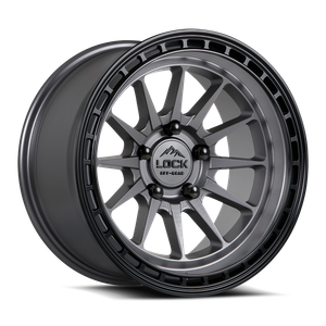 LOCK OFFROAD BAJA 5x127 17x9 +12 Matte Grey W Matte Black Ring