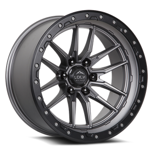 LOCK OFFROAD KRAWLER 8x165.1 20x9 +20 Matte Grey W Matte Black Ring