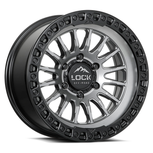 LOCK OFFROAD GRIT 6x135 17x9 +1 Matte Grey W Matte Black Ring