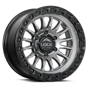 LOCK OFFROAD GRIT 6x139.7 17x9 +12 Matte Grey W Matte Black Ring