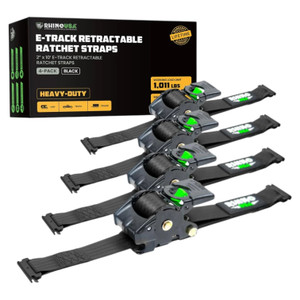 Rhino USA Retractable E-Track Ratchet Straps (4 Pack, 2Inx10Ft) (Black) - TD-RSRE2X10-ETRK-4BLK