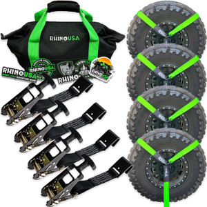 Rhino USA Lasso Straps; Basket Straps - Green - Flat Hook - TD-VSLASSO-GRN-FLAT