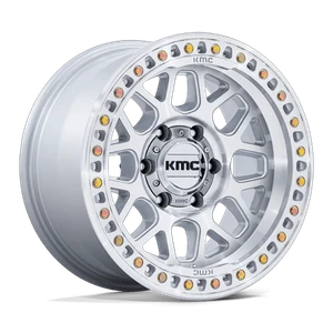 KMC GRS 6x139.7 17x9 -12 Gloss Silver W/ Machined Face