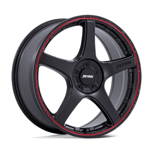 Petrol P2E 5x108 / 5x114.3 17x8 +40 Matte Black W/ Red Lip