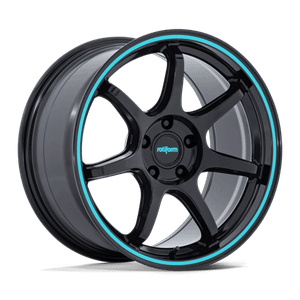 Rotiform BPU 5x114.3 19x8.5 +20 Gloss Black W/ Teal Stripe