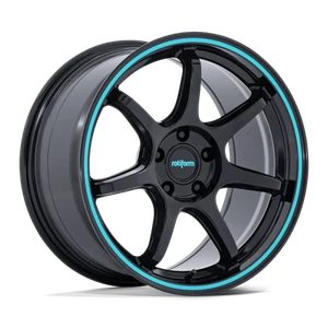 Rotiform BPU 5x100 19x9.5 +40 Gloss Black W/ Teal Stripe