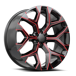 O.E. Revolution G-09 6x139.7 24x10 +24 Gloss Black & Red Milled