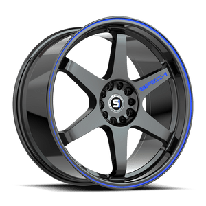 Spec-1 SPT-33 blank 4x/5x 19x9.5 +20 Gloss Black & Blue Line