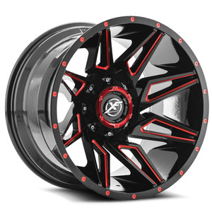 XF Off-Road XF-218 blank 5x/6x 20x10 -12 Gloss Black & Red Milled