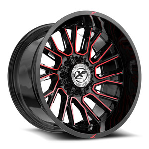 XF Off-Road XF-230 blank 8x 22x12 -44 Gloss Black & Red Machined