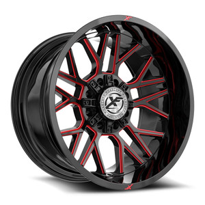 XF Off-Road XF-235 blank 8x 20x10 -12 Gloss Black & Red Milled