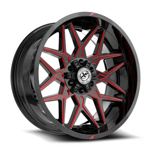XF Off-Road XF-238 5x127 / 5x139.7 18x9 +12 Gloss Black & Red Milled