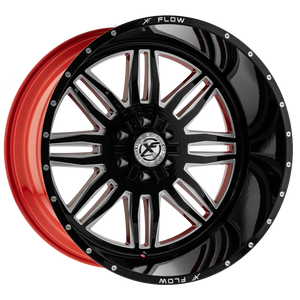 XFX Flow XFX-303 6x135 / 6x139.7 26x12 -44 Gloss Black & Milled With Red Inner