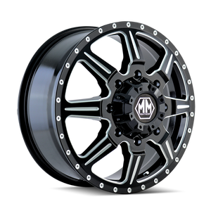 MAYHEM MONSTIR 8101 FRONT BLACK/MILLED SPOKES 22x8 -200 127mm 142mm
