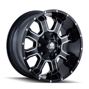 MAYHEM FIERCE 8103 GLOSS BLACK/MILLED SPOKES 17x9 -165 .1 -12mm 130.8mm
