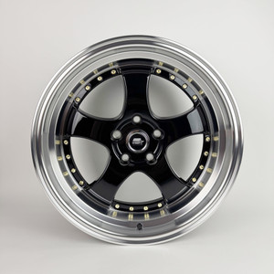 MST Wheels MT07 5x114.3 18x8.5 +20 Black W/machined Lip Gold Rivets