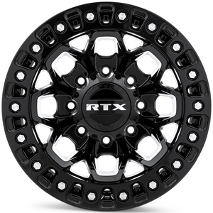 RTX Zion 8x165.1 17x9 +20 Gloss Black Milled Rivets