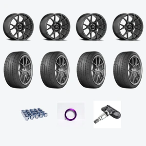 Konig Ampliform 5x114.3 18x8.5+45 Dark Metallic Graphite + Yokohama YOK Advan Apex 245/35R19/4 — 2022 Hyundai Elantra N Wheel & Tire Package