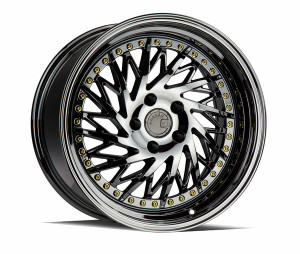 Aodhan DS03 (Driver Side) 5x100 18x9.5 +35 Black Vacuum W/ Gold Rivets