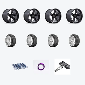 American Racing TTF 5X115 20X9.5 +15 GLOSS BLACK W/ DDT LIP + Nexen NEX N5000 Platinum 275/40R20 — 2021 Dodge Charger SXT Wheel & Tire Package