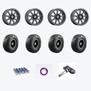 Vision Off-Road 350 Ojos 5x127 20x9+10 Satin Black + Nitto NIT Mud Grappler 33X12.50R20/10 — 2021 Jeep Grand Cherokee Overland Wheel & Tire Package