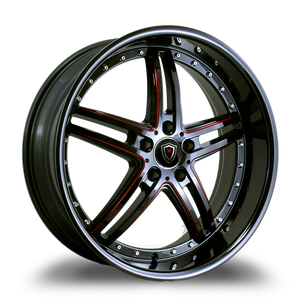 MARQUEE WHEELS M5329 5x120 20x10.5 +38 Gloss Black/red Milled