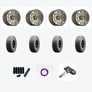 Dirty Life Theory 9305 6x139.7 17x9-12 Matte Gold W/Matte Black Lip + Falken FAL Rubitrek A/T 285/70R17 — 2021 Ford Ranger XL Wheel & Tire Package