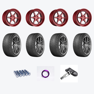 Aodhan DS09 5x114.3 19x8.5+35 Candy Red w/ (Chrome Rivets) + Yokohama YOK Advan Apex 235/40R19/4 — 2021 Honda Accord EX-L Wheel & Tire Package