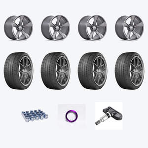 American Racing TTF 5X115 20X9.5 +15 MATTE ANTHRACITE W/ MACHINED LIP + Yokohama YOK Advan Apex 275/40R20/4 — 2021 Dodge Charger SXT Wheel & Tire Package