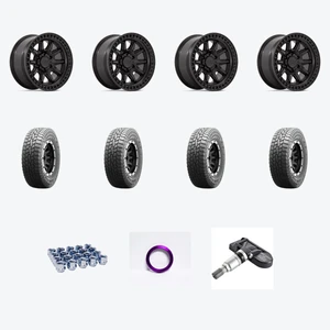 Black Rhino CALICO 5X127 17X8.5 +34 MATTE BLACK + Falken FAL Rubitrek A/T 285/70R17 — 2021 Jeep Wrangler Sport Wheel & Tire Package