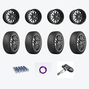 American Racing AR927 BARRAGE 5X115 20X9 +20 SATIN BLACK + Yokohama YOK Advan Sport A/S+ 275/35R20/4 — 2021 Dodge Challenger SXT Wheel & Tire Package